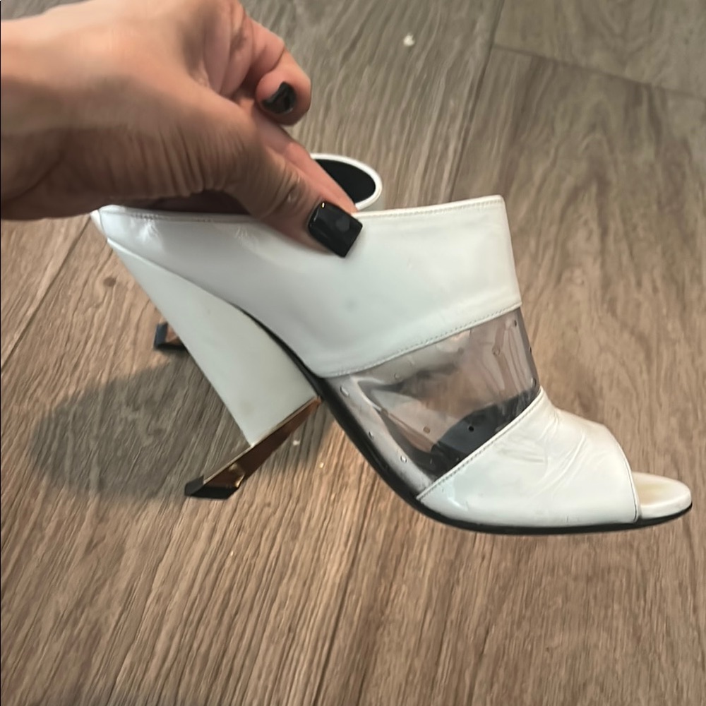 Elegant White and Clear Casadei Heels